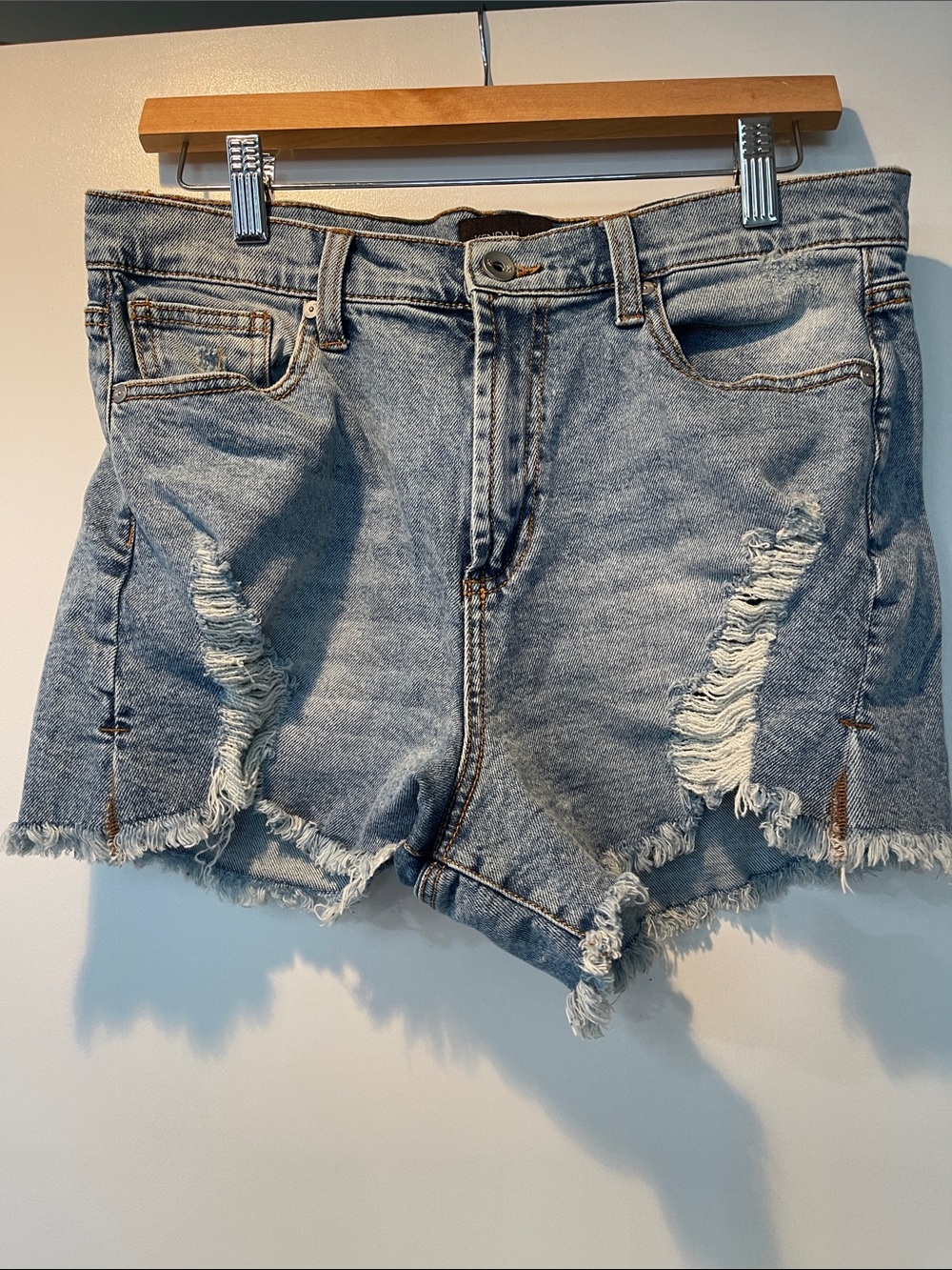Kendall & Kylie Light Blue Distressed High-Rise Jean Shorts